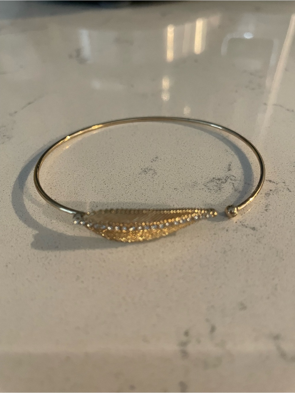 Gold Leaf Bangle Bracelet - Women's Jewelry